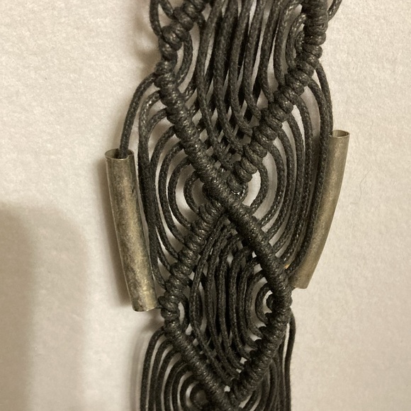 Vintage handmade macrame choker Tassle necklace , metal accessories adjustable - Picture 3 of 7
